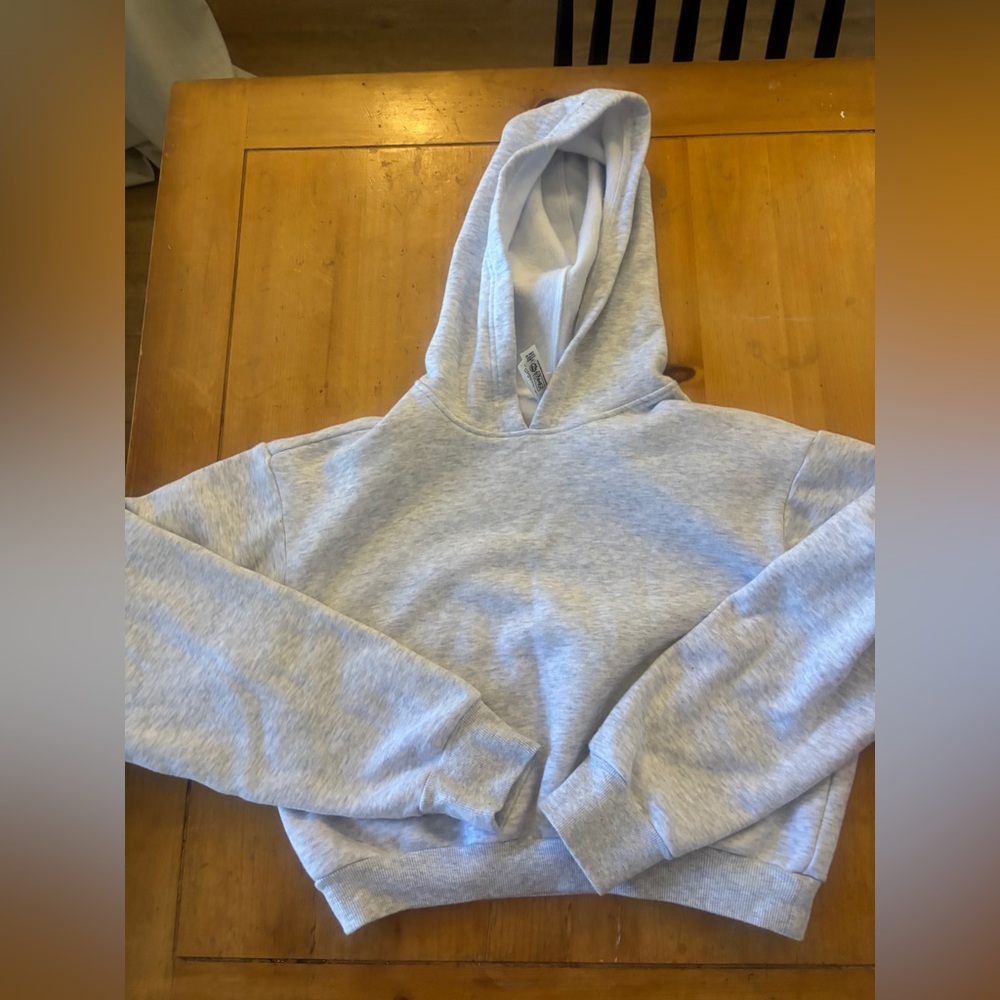 SKIMS Cropped Heather Gray Hoodie